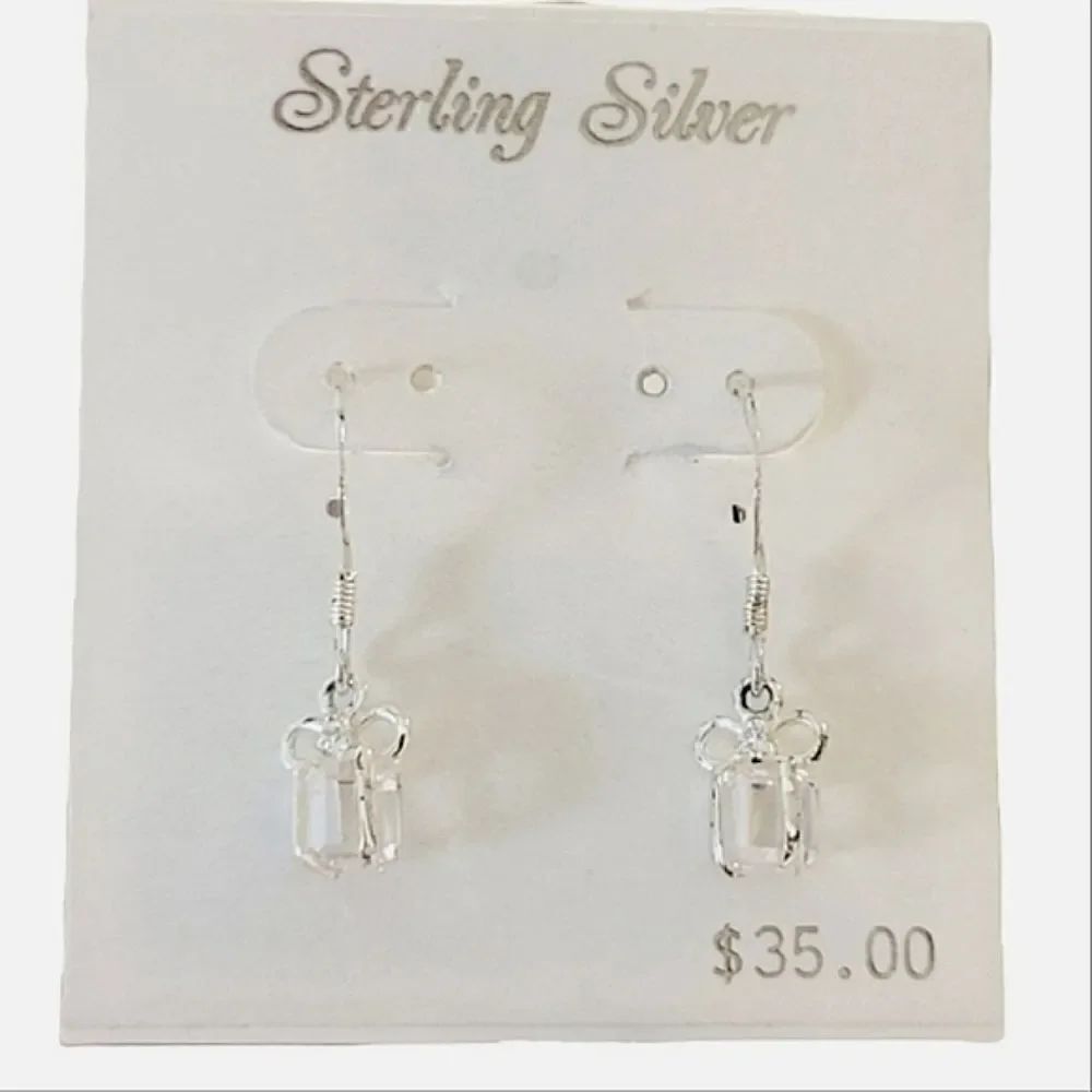 Sterling Silver Crystal Gift Dangle Earrings
